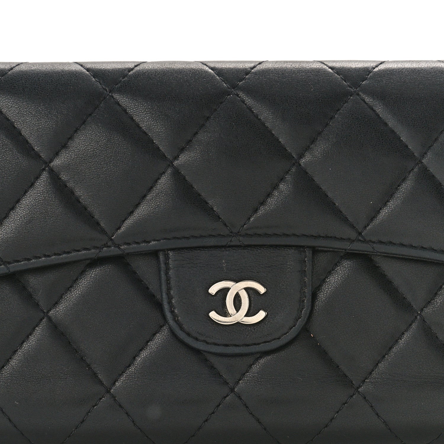 Chanel Lambskin Quilted Large Flap Wallet Black 8 of 12