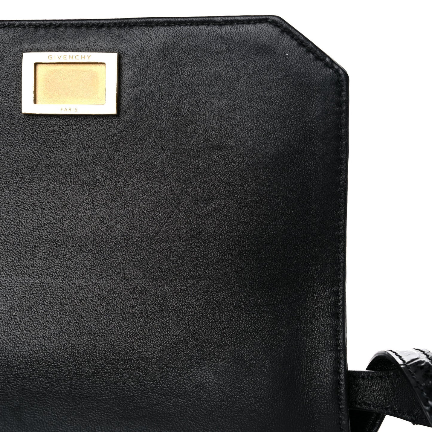 Calfskin Crocodile Embossed Eden Mini Top Handle Black