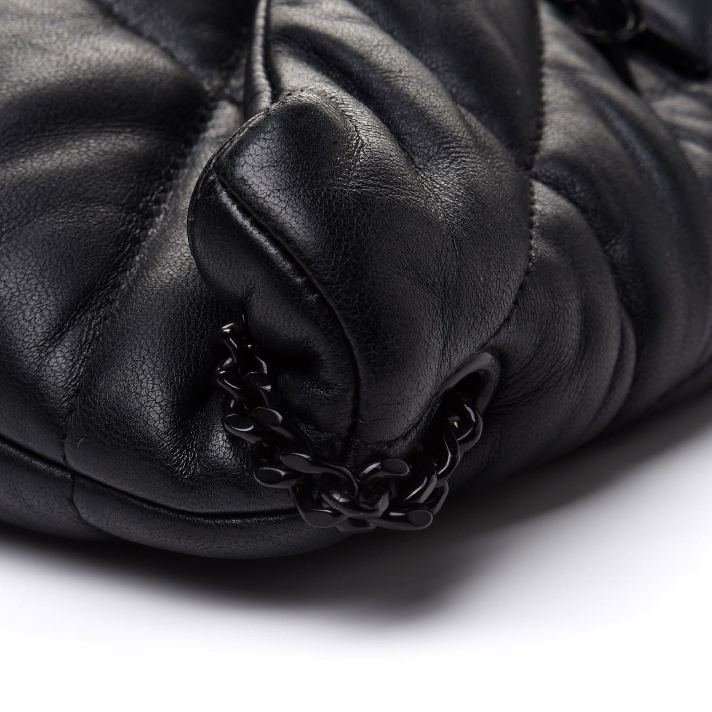 Lambskin Quilted Toy Loulou Puffer Monogram Chain Satchel Black
