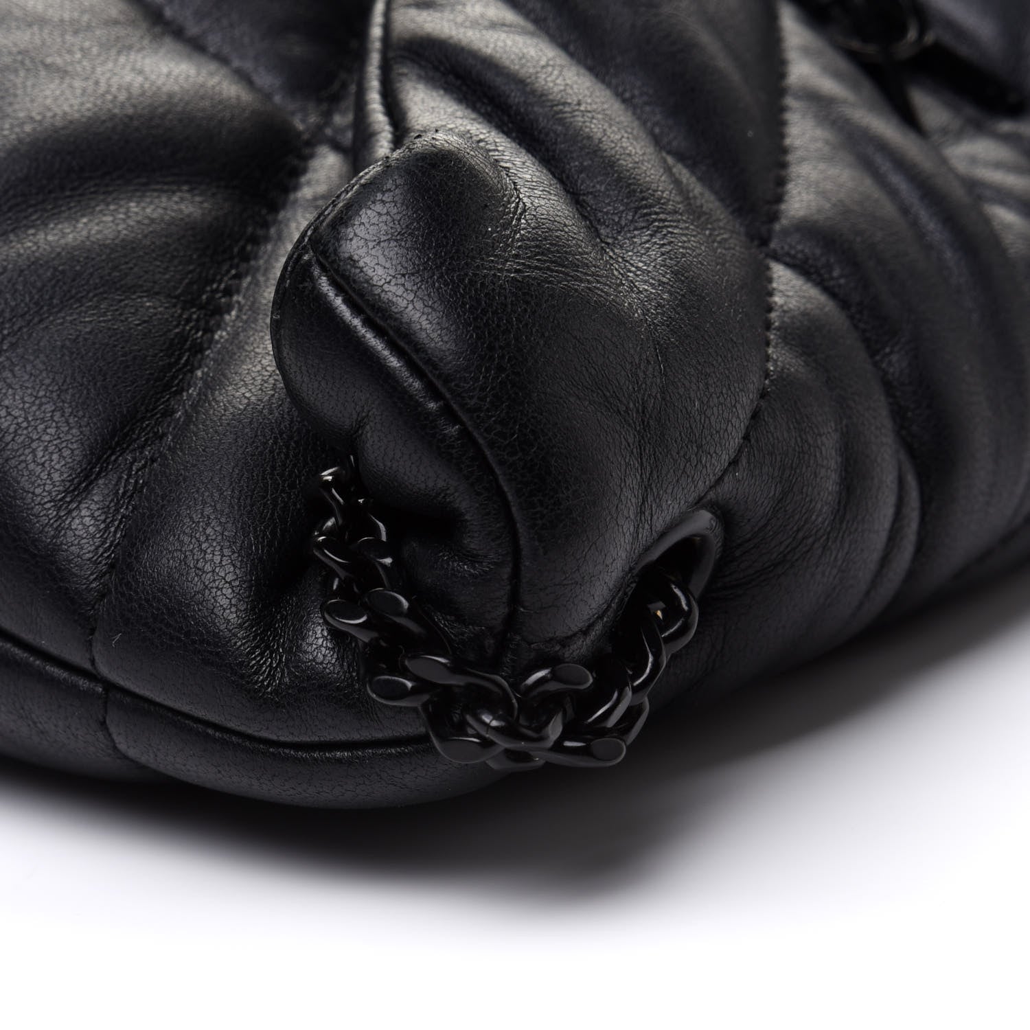 Saint Laurent Lambskin Quilted Toy Loulou Puffer Monogram Chain Satchel Black 11 of 16