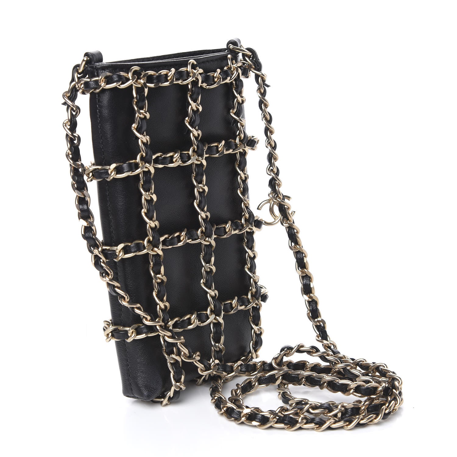 Chanel Lambskin Tech Me Out Clutch With Chain Black 2 of 11
