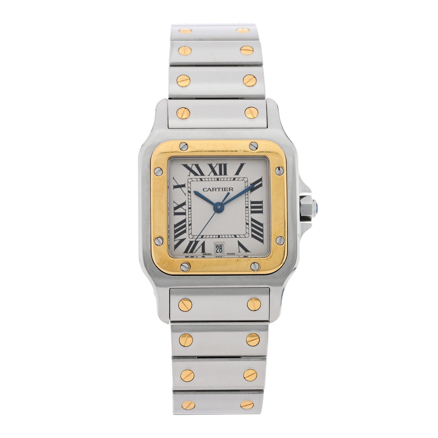 Stainless Steel 18K Yellow Gold 29mm Santos De Cartier Galbee Quartz Watch