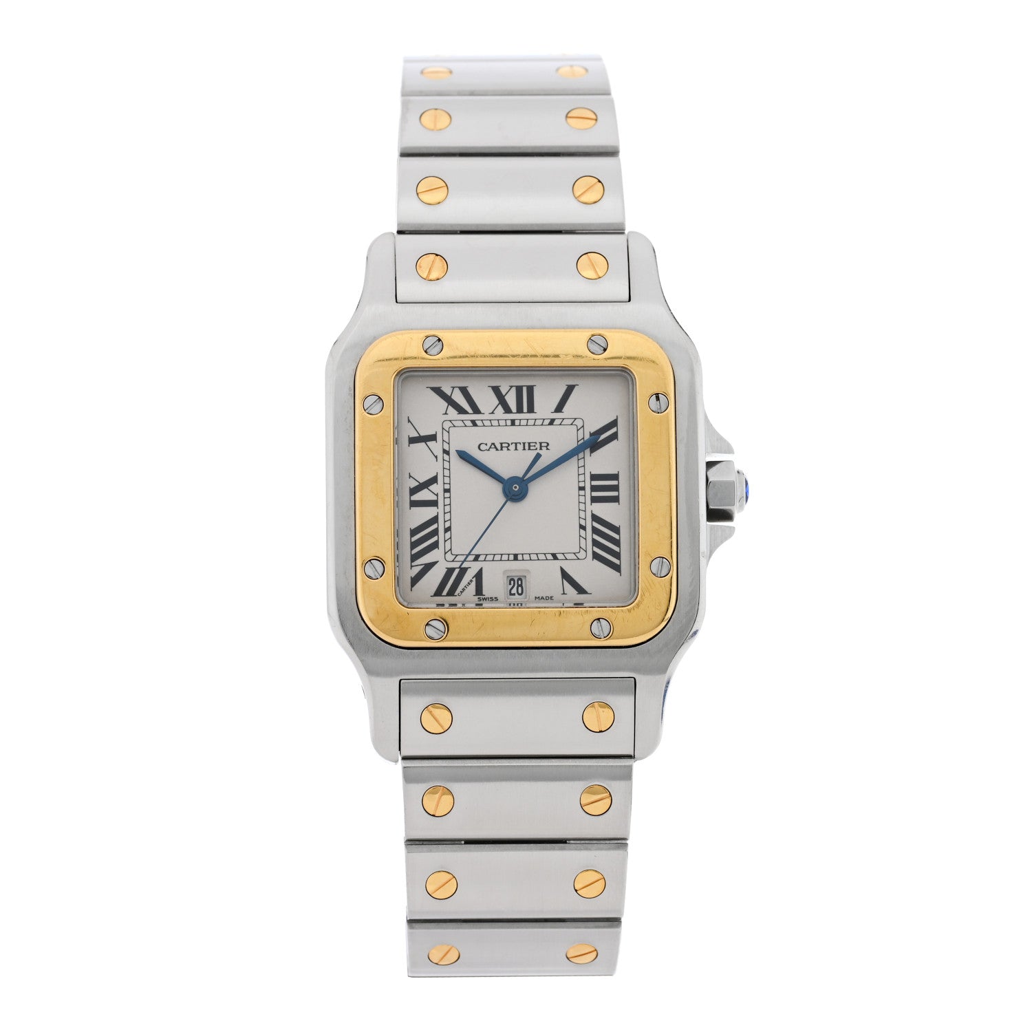 Cartier Stainless Steel 18K Yellow Gold 29mm Santos De Cartier Galbee Quartz Watch 1 of 4
