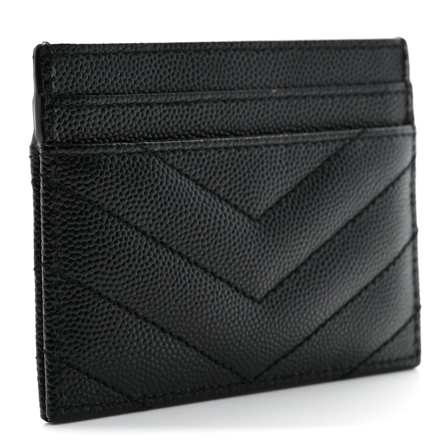 Grain De Poudre Matelasse Chevron Monogram Credit Card Case Black