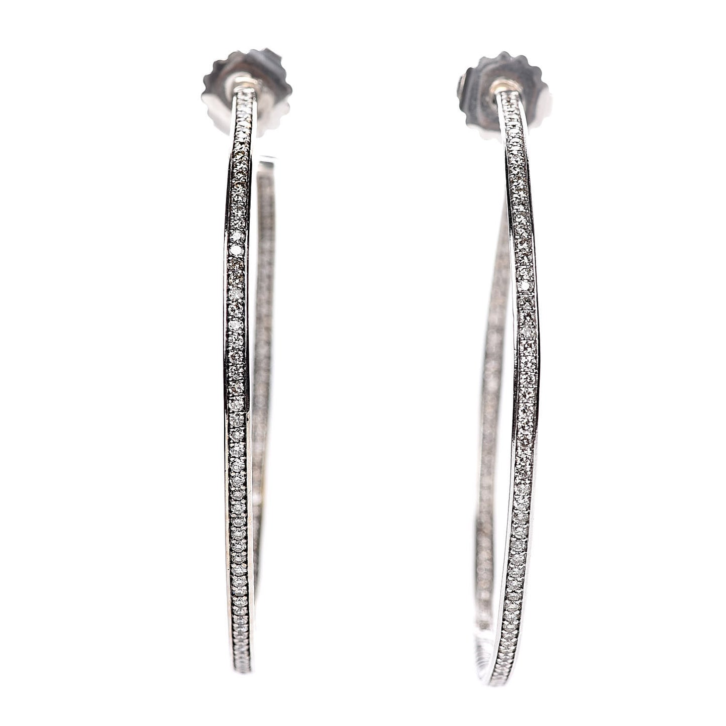 Sterling Silver Diamond Extra Large Inside Out Cable Hoop Earrings