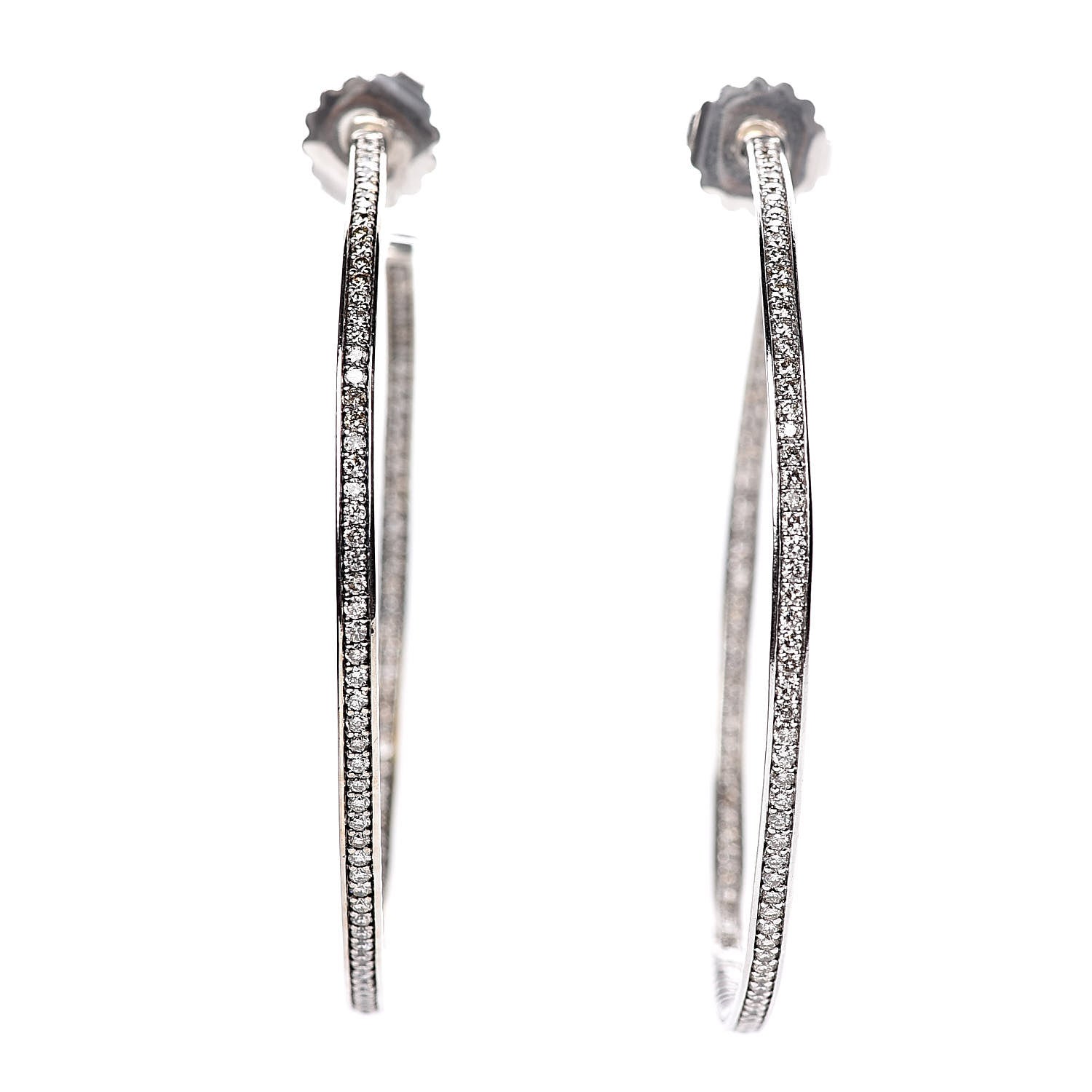 David Yurman Sterling Silver Diamond Extra Large Inside Out Cable Hoop Earrings 1 of 5