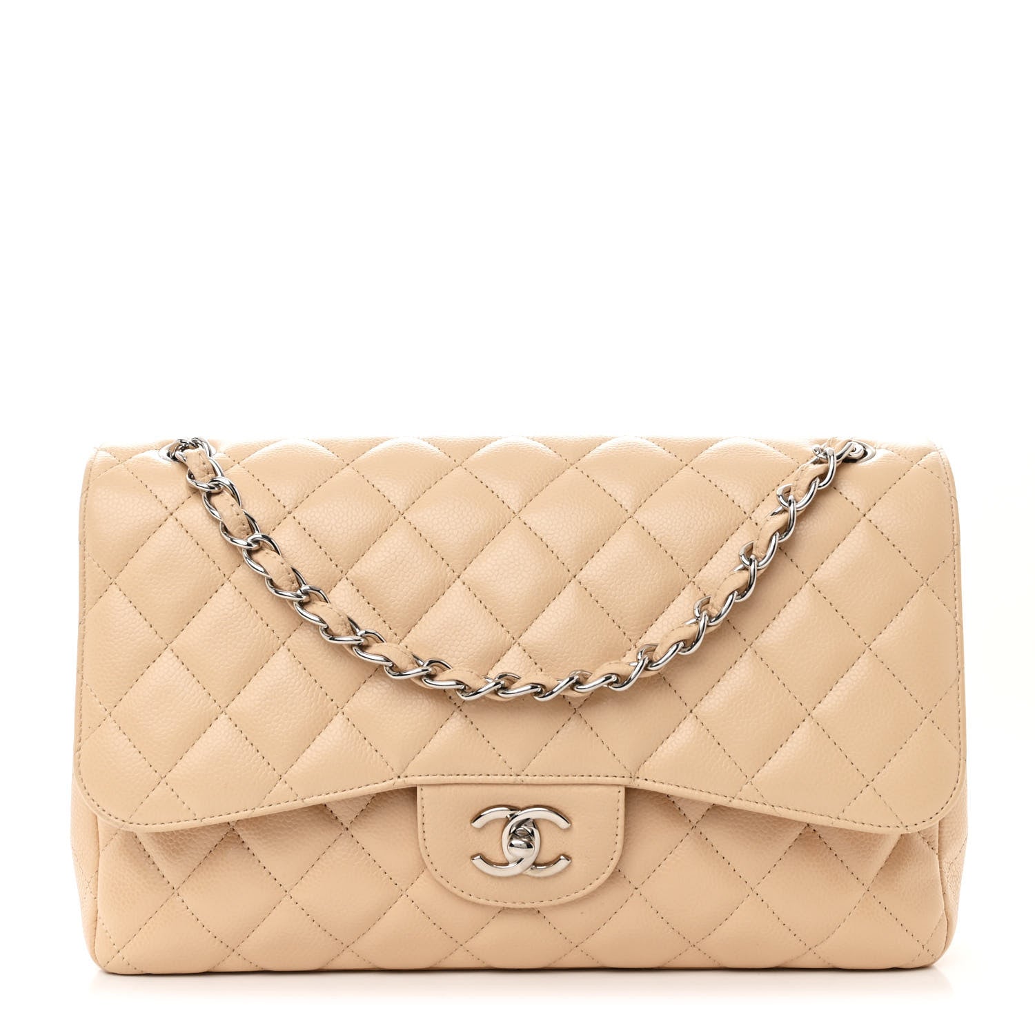 Chanel Caviar Quilted Jumbo Double Flap Beige 1 of 10