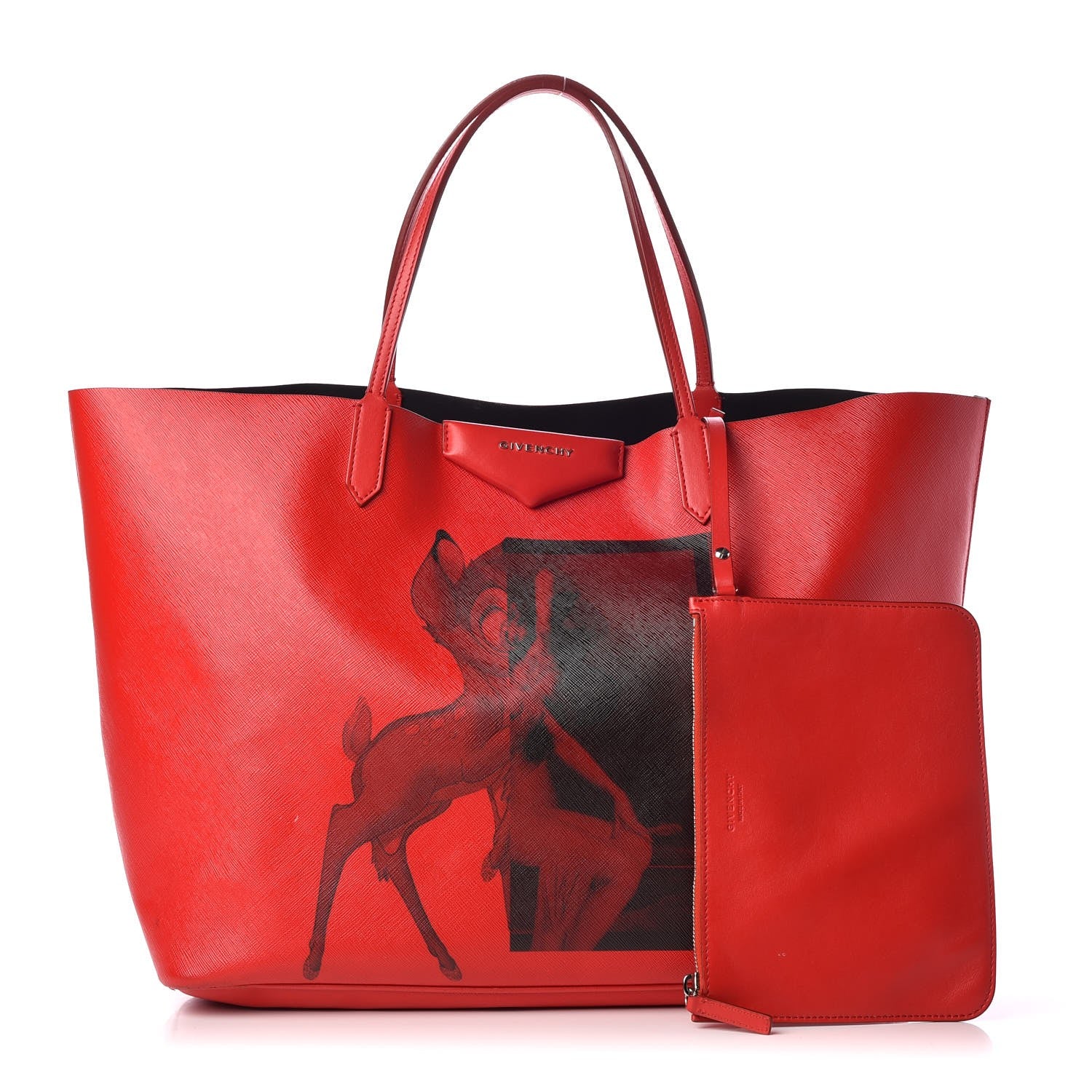 Givenchy Textured Coated Canvas Bambi Print Large Antigona Tote Red 3 of 16