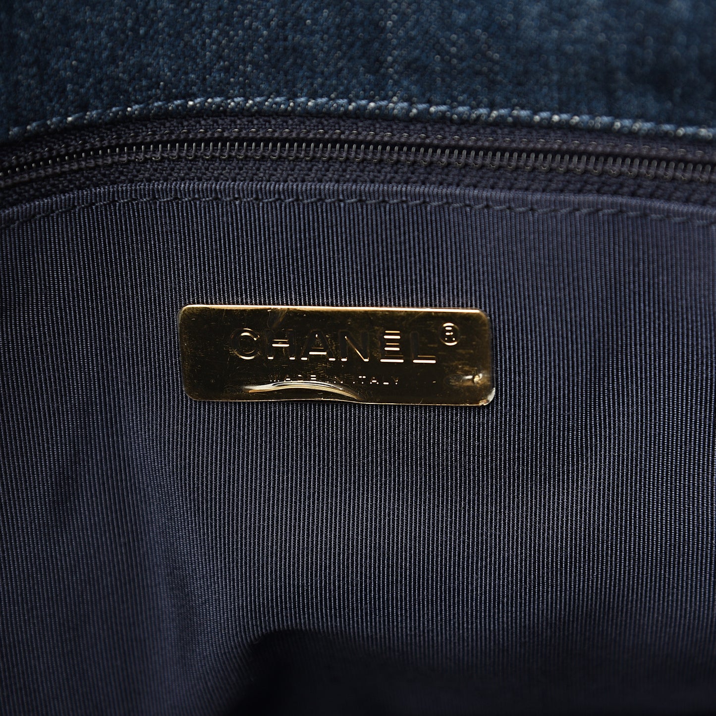 Denim Quilted Large 19 Flap Blue