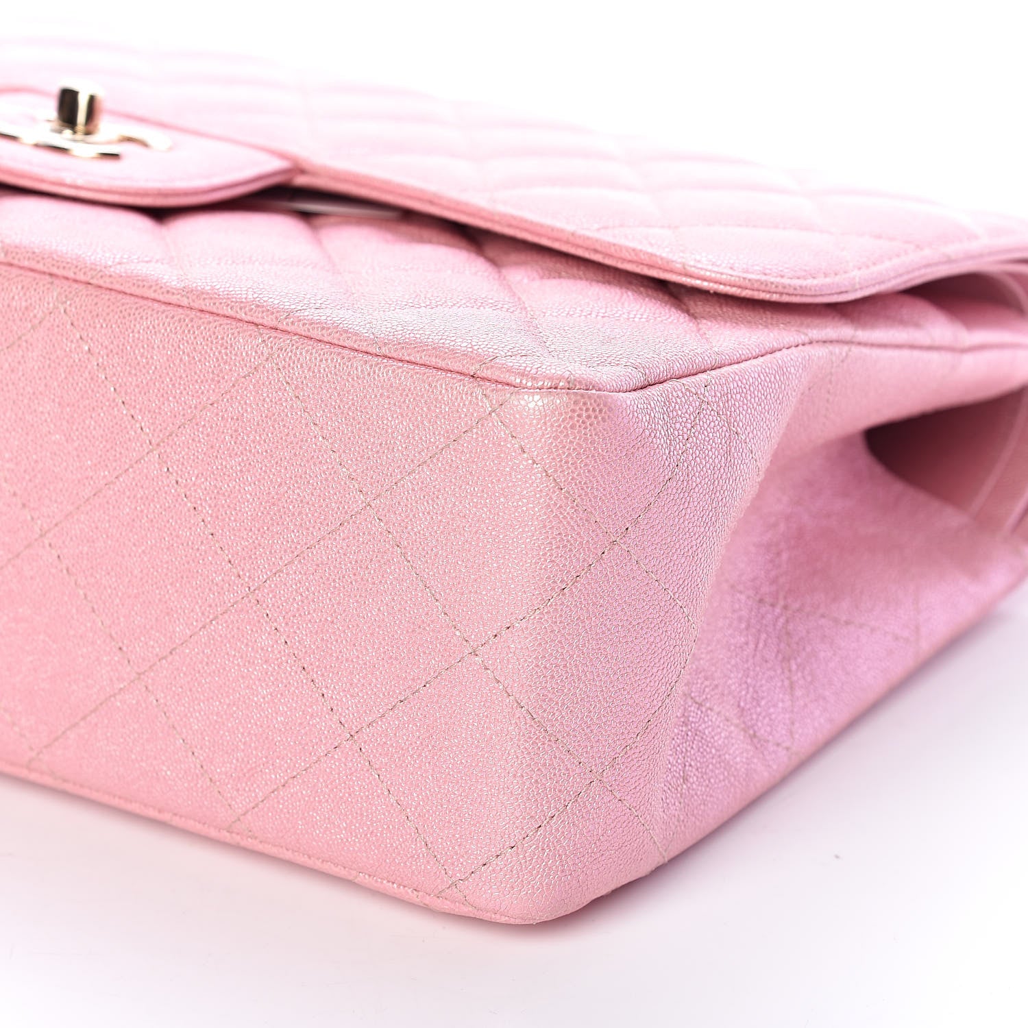 Chanel Iridescent Caviar Quilted Jumbo Double Flap Rose Pink 9 of 11