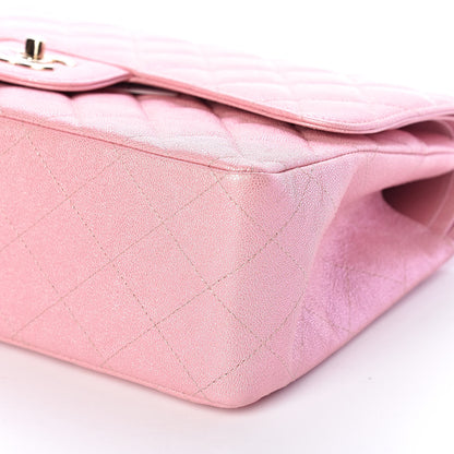 Chanel Iridescent Caviar Quilted Jumbo Double Flap Rose Pink 9 of 11