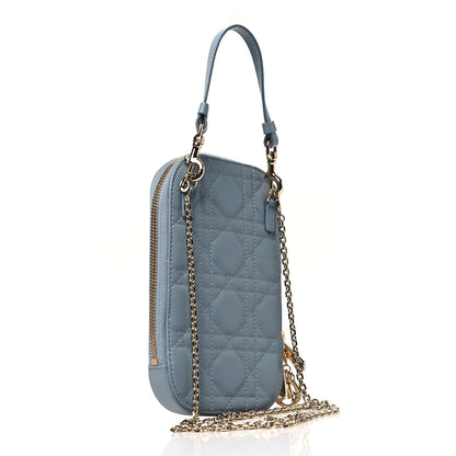 Christian Dior Lambskin Cannage Lady Dior Phone Holder Cloud Blue 3 of 10