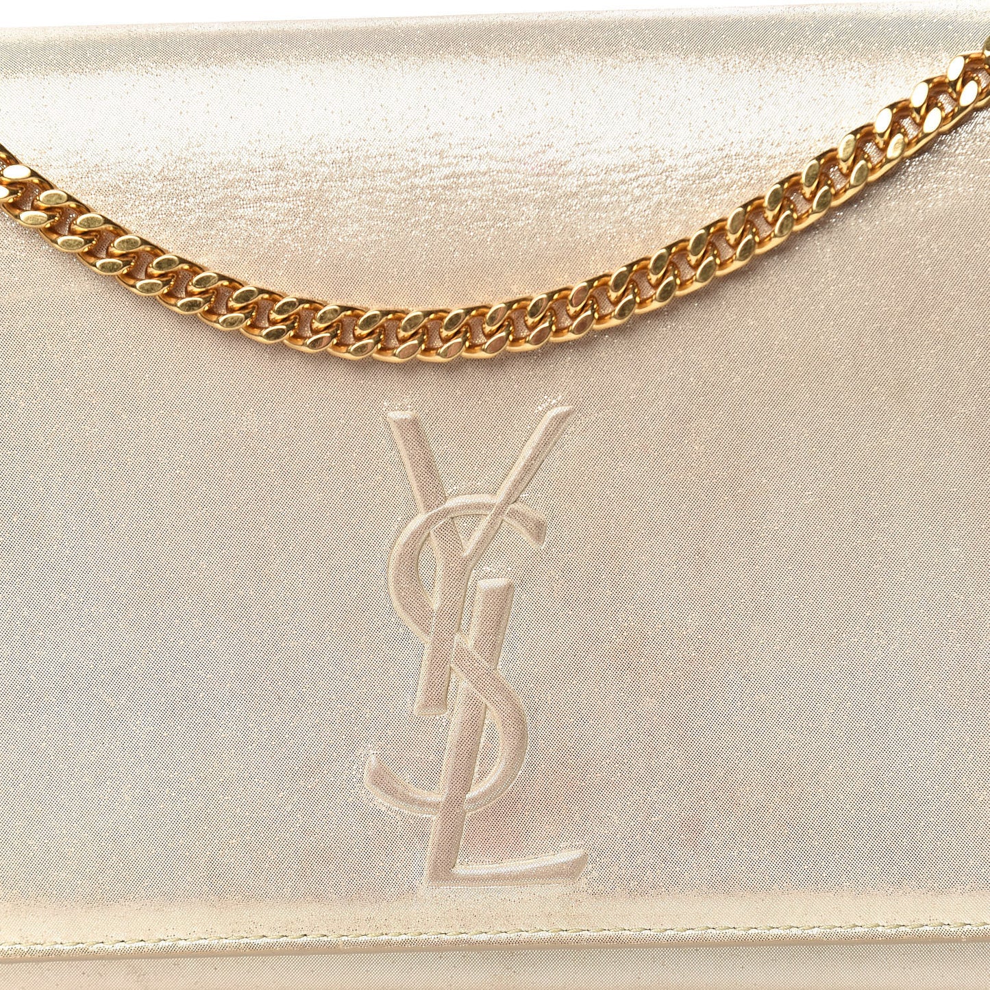 Metallic Fabric Medium Monogram Kate Satchel Gold