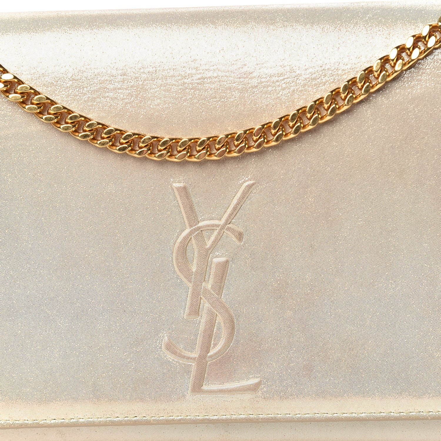 Saint Laurent Metallic Fabric Medium Monogram Kate Satchel Gold 19 of 19
