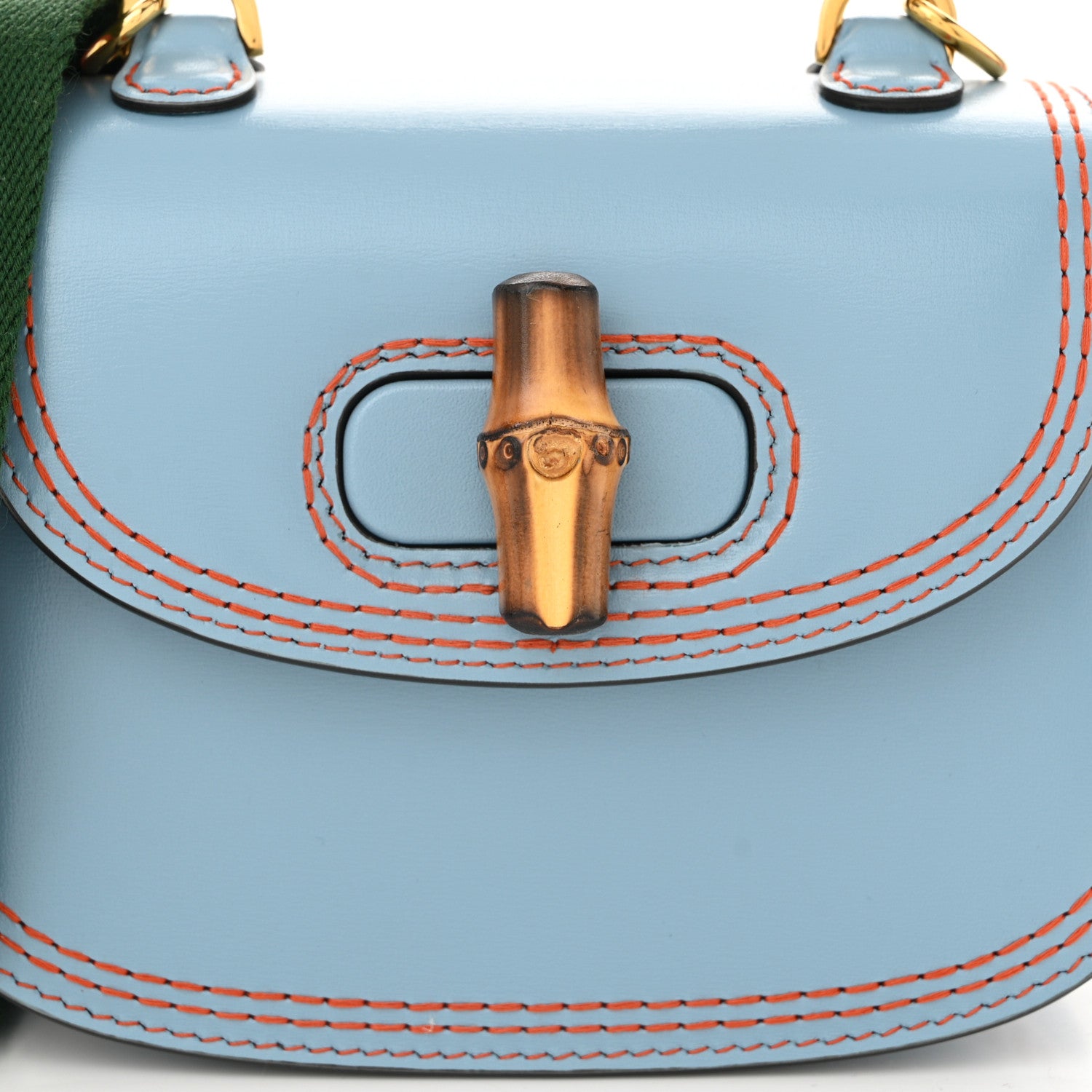 Gucci Boarded Dyana Lux Calfskin Web Mini Bamboo 1947 Top Handle Bag Blue 8 of 10