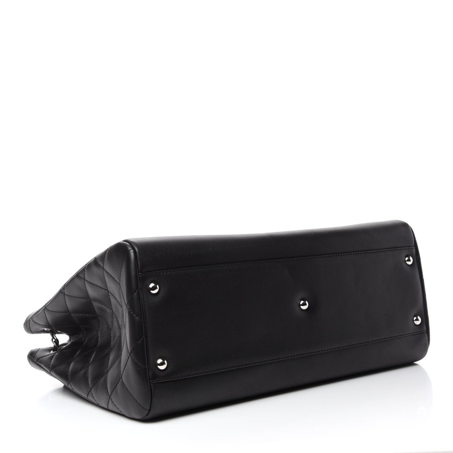 Calfskin Woven Chain Large Shopping Bag Black