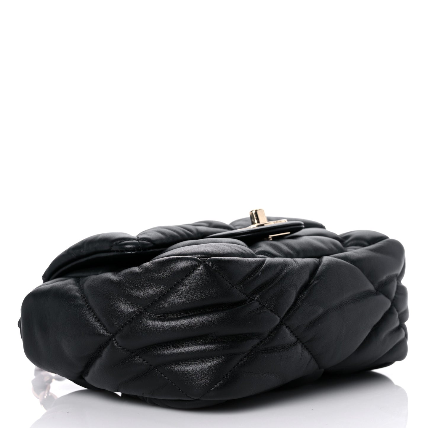 Calfskin Quilted Mini Square Bubbly Flap Black