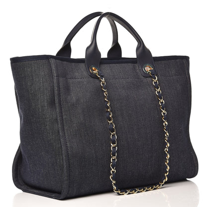 Chanel Canvas Large Deauville Tote Dark Blue 3 of 10