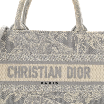 Christian Dior Canvas Embroidered Toile De Jouy Reverse Mini Book Tote With Strap Grey 8 of 12