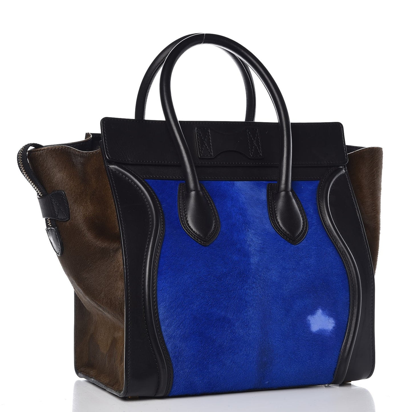 Pony Hair Mini Tri-Color Luggage Royal Blue