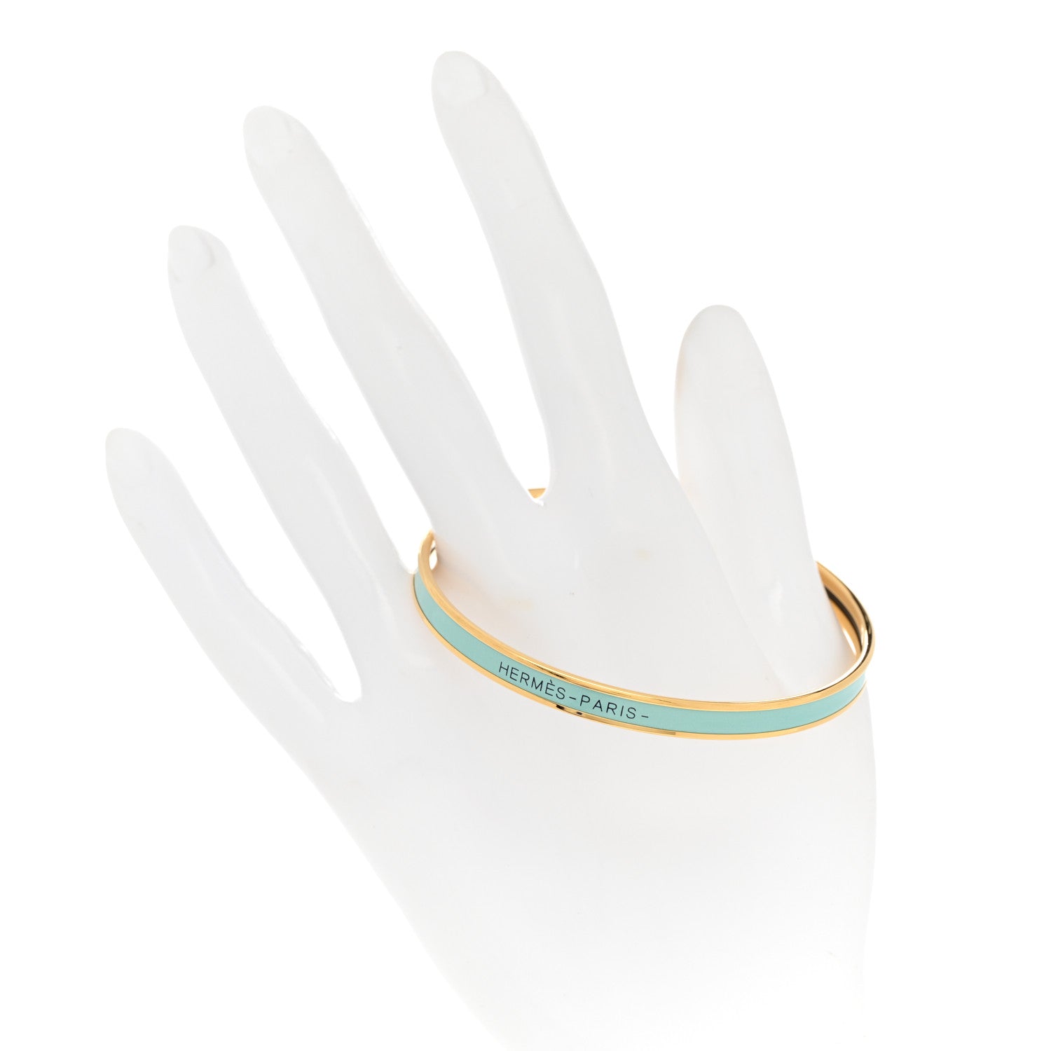 Hermes Enamel Extra Narrow Uni Bracelet Aqua 2 of 5