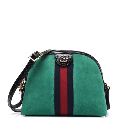 Gucci Suede Patent GG Web Small Ophidia Dome Shoulder Bag New Shamarock Black 1 of 13