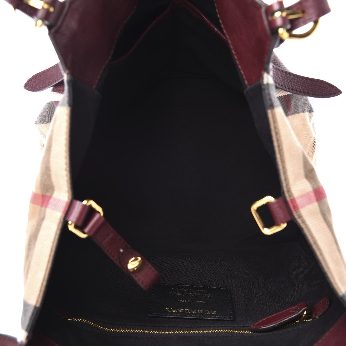 Grainy Calfskin House Check Small Canterbury Tote Burgundy