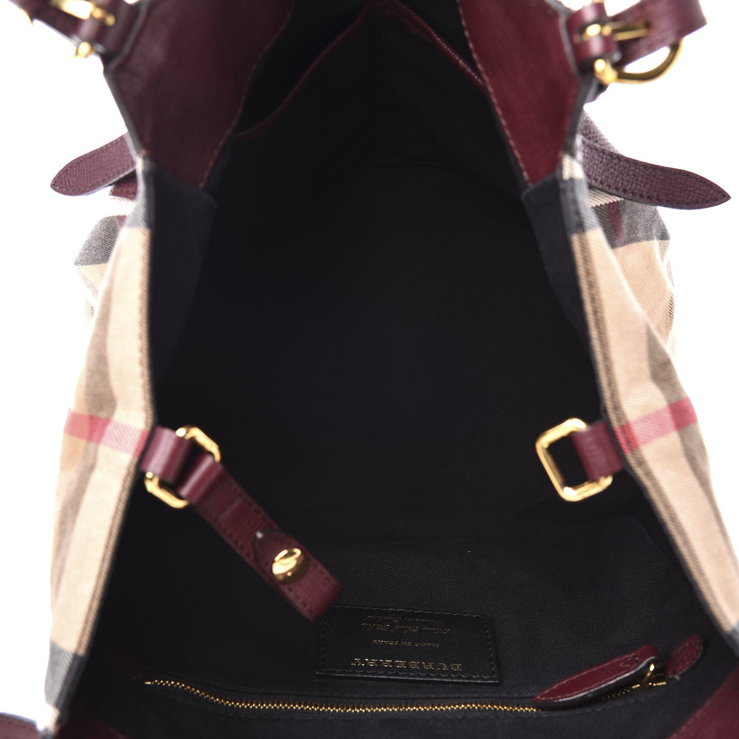 Burberry Grainy Calfskin House Check Small Canterbury Tote Burgundy 4 of 9