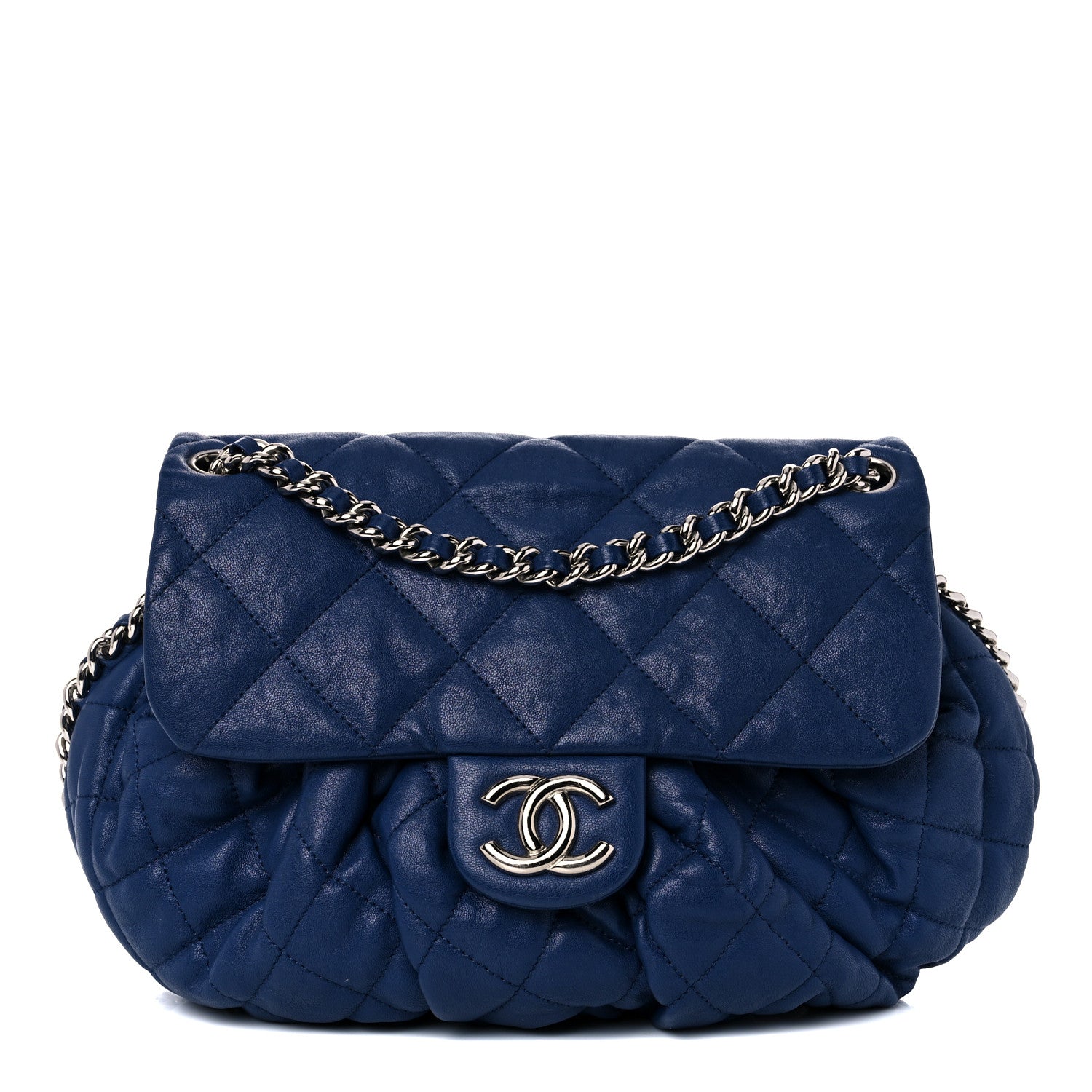 Chanel Washed Lambskin Quilted Medium Chain Around Messenger Blue 1 of 12