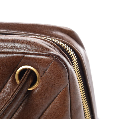 Chanel Lambskin Chevron Quilted Shoulder Bag Brown 11 of 24