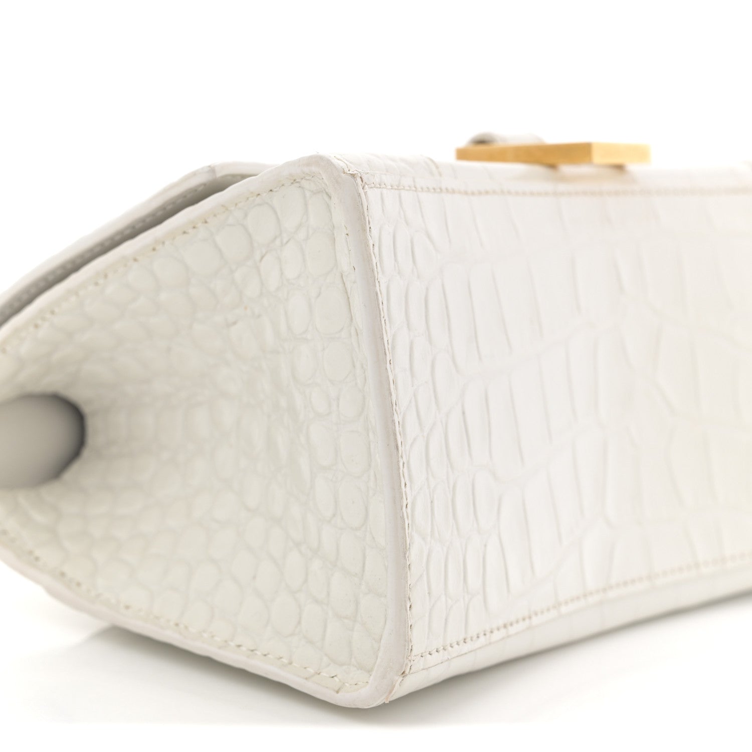 BALENCIAGA ホワイト ケース Balenciaga Calfskin Crocodile Embossed Small Hourglass Top Handle