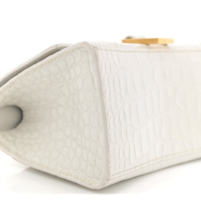 Balenciaga Calfskin Crocodile Embossed Small Hourglass Top Handle Bag White 9 of 15