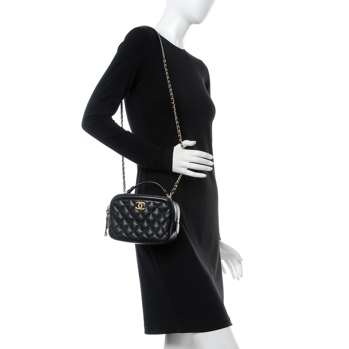 Calfskin Quilted CC Vanity Case Black