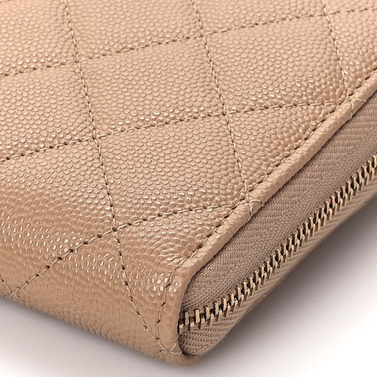Chanel Caviar Quilted Long Zip Around Wallet Beige 9 of 10