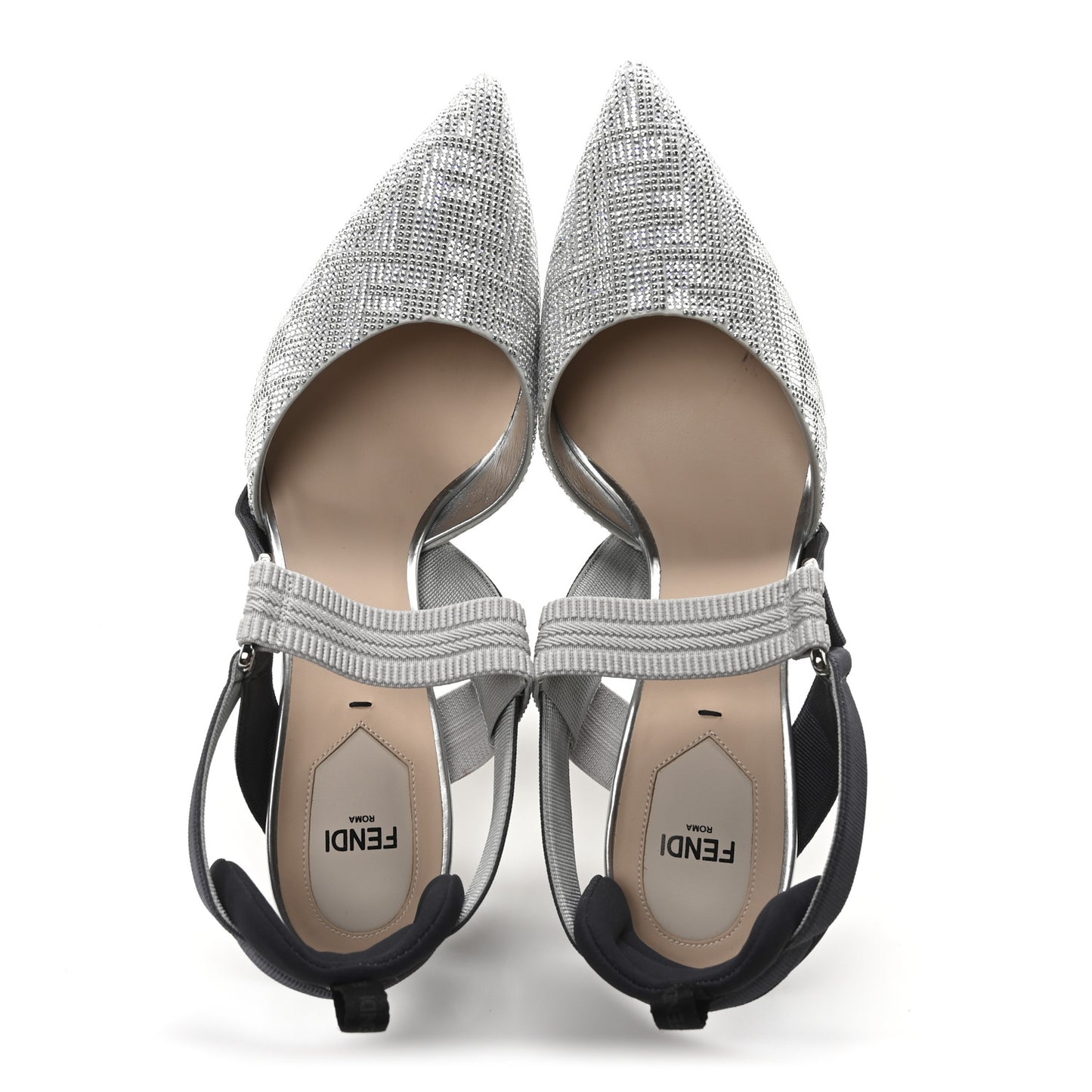 Colibri Crystal FF Sporty 85mm Slingback Pumps 40 Silver
