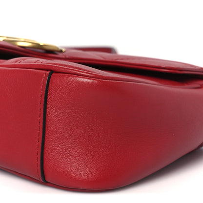 Gucci Calfskin Matelasse Mini GG Marmont Shoulder Bag Hibiscus Red 11 of 11