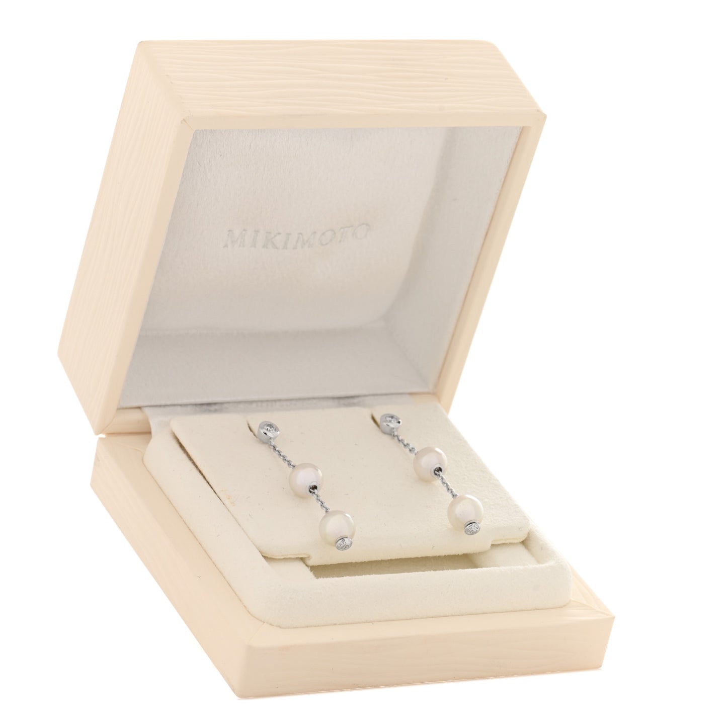 18K White Gold Diamond Akoya Pearl 7-7.5mm Pearls in Motion Earrings