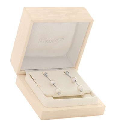 Mikimoto 18K White Gold Diamond Akoya Pearl 7-7.5mm Pearls in Motion Earrings 5 of 5