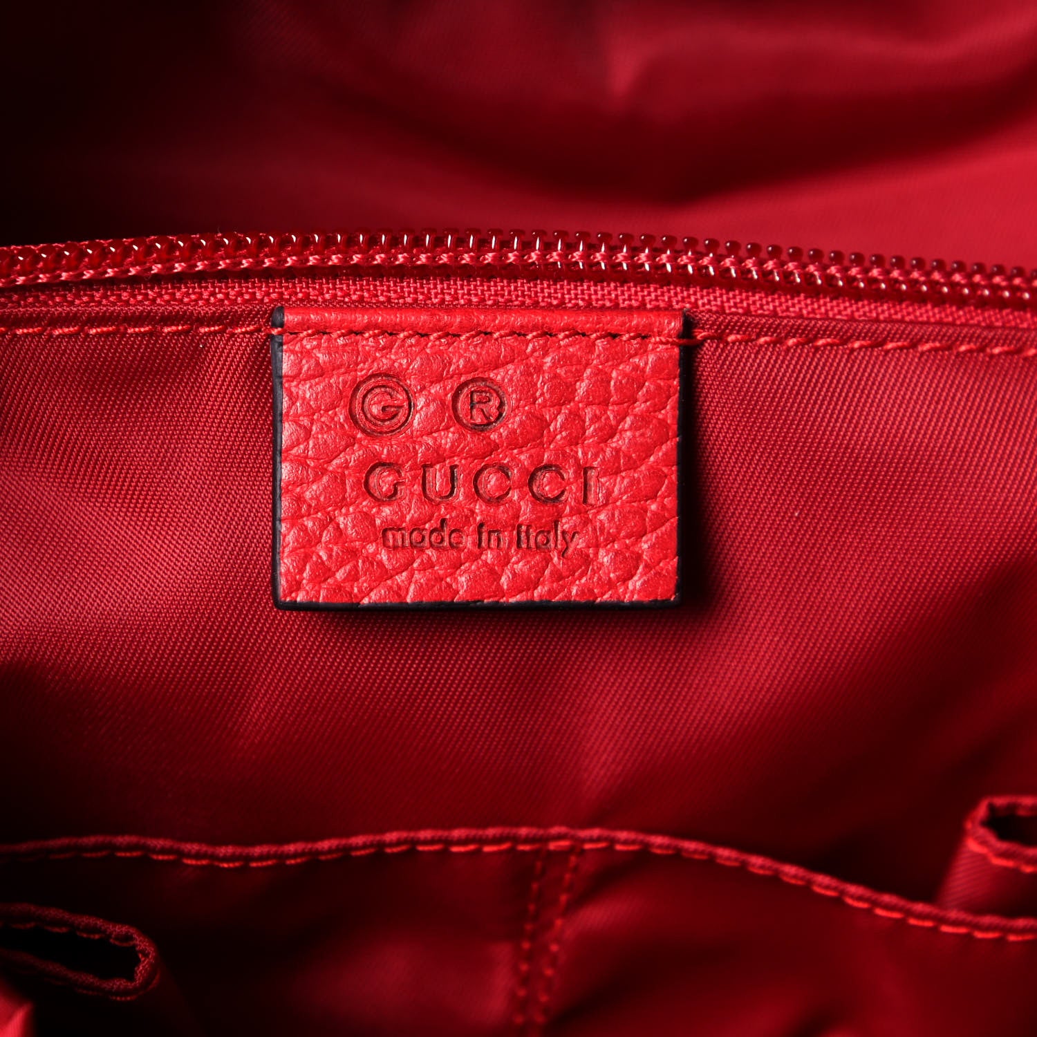 Gucci Nylon Monogram Dollar Calfskin Medium Light Double Buckle Backpack Vibrant Red 6 of 14