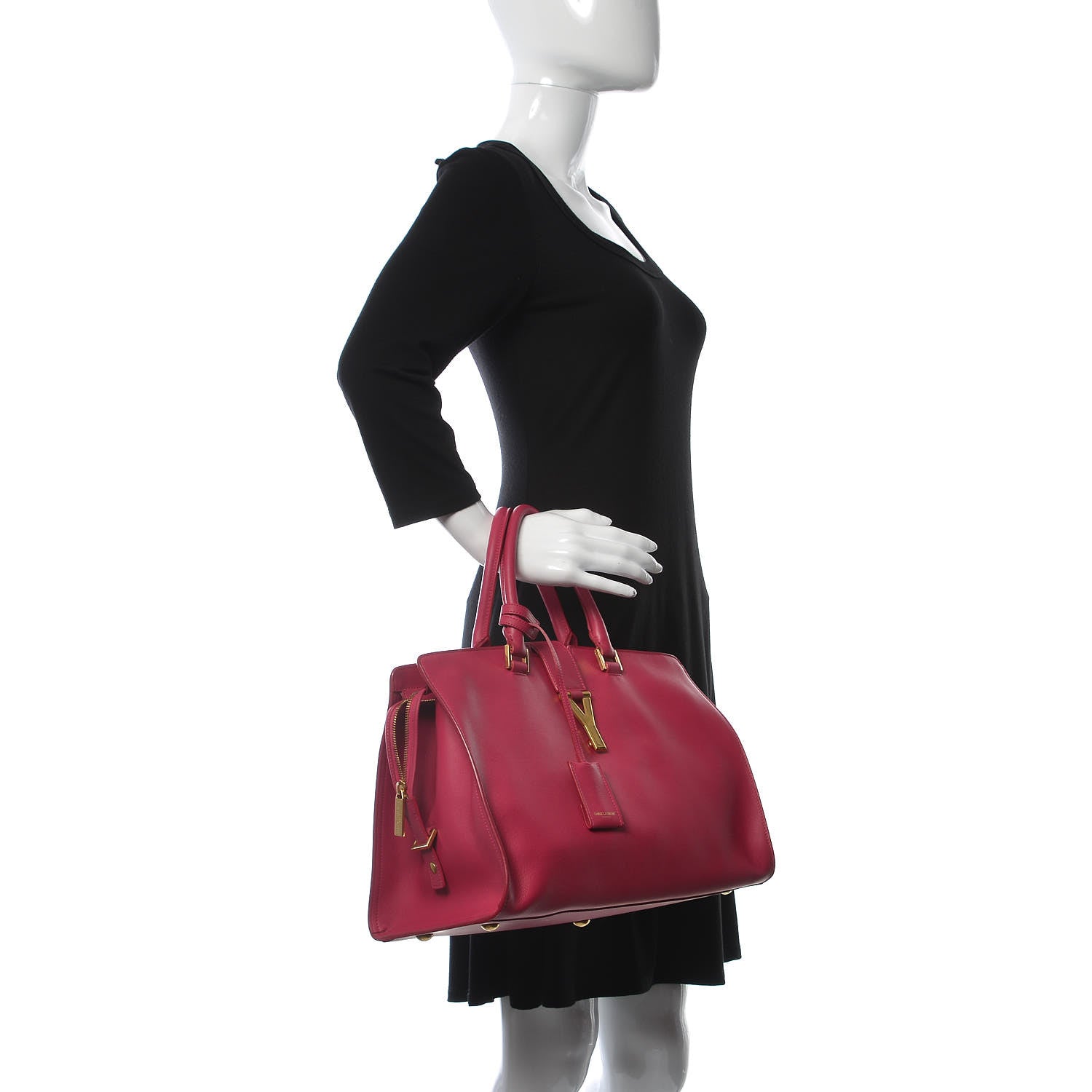 Saint Laurent Calfskin Medium Classic Y Cabas Fuchsia 2 of 14