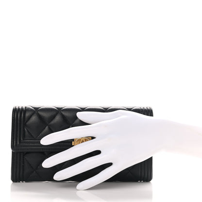 Chanel Caviar Quilted Large Boy Gusset Flap Wallet Black 2 of 8