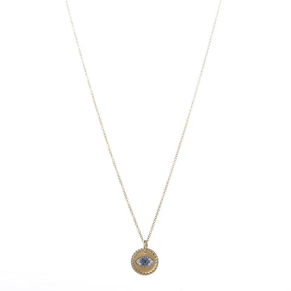 David Yurman 18K Yellow Gold Blue Sapphire Diamond Evil Eye Necklace 1 of 5