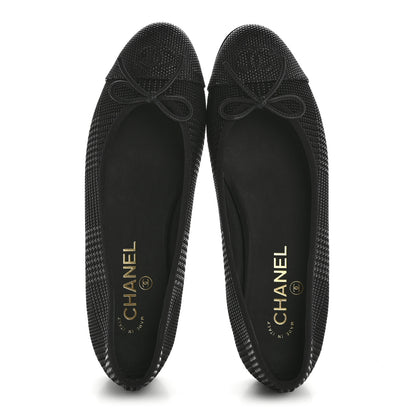 Chanel Suede Kidskin Cap Toe CC Ballerina Flats 39 Black 2 of 10