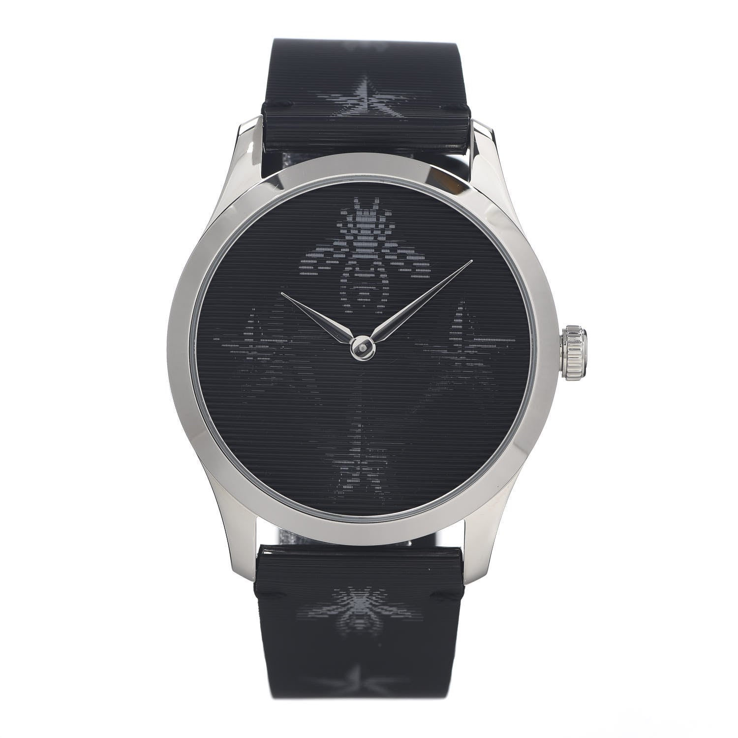 Gucci Stainless Steel Calfskin 38mm G-Timeless Bee Star Hologram Quartz Watch Black 1 of 5