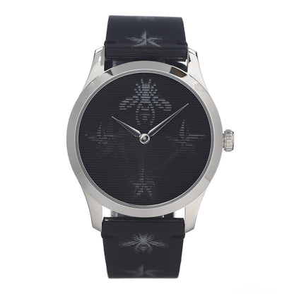Gucci Stainless Steel Calfskin 38mm G-Timeless Bee Star Hologram Quartz Watch Black 1 of 5