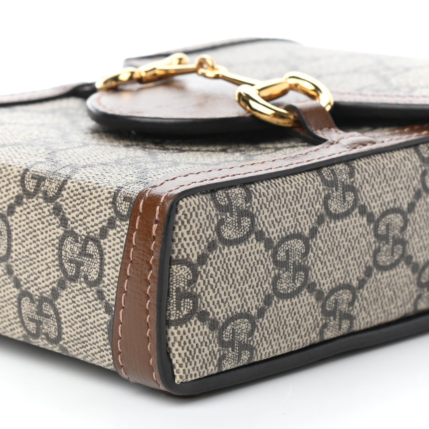 GG Supreme Monogram Mini Horsebit 1955 Crossbody Bag Beige Brown Sugar