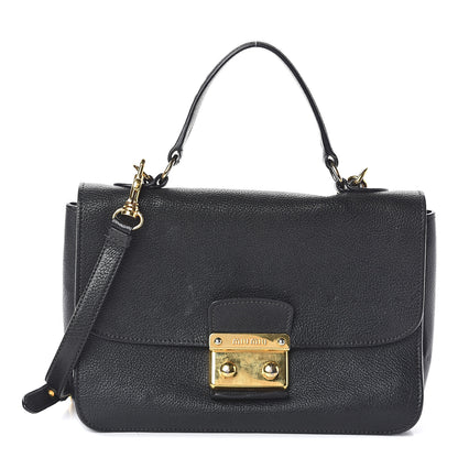 Miu Miu Goatskin Madras Shoulder Bag Black 1 of 9