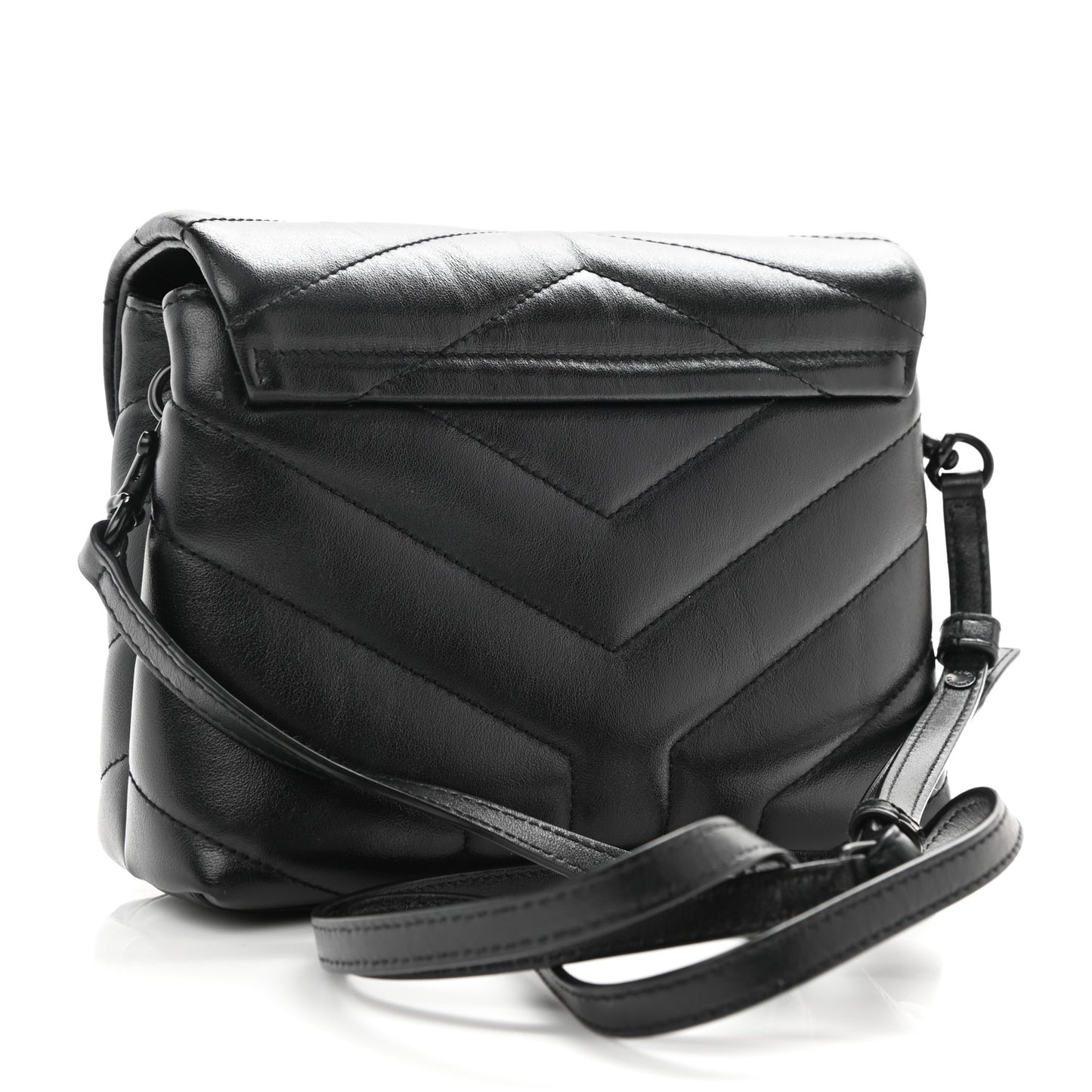 Calfskin Y Quilted Monogram Toy Loulou Crossbody Bag Black