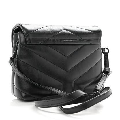 Saint Laurent Calfskin Y Quilted Monogram Toy Loulou Crossbody Bag Black 3 of 9