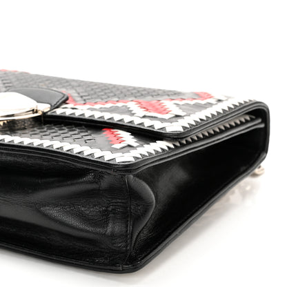 Prada Madras Woven Shoulder Bag Black Fuoco White 9 of 10